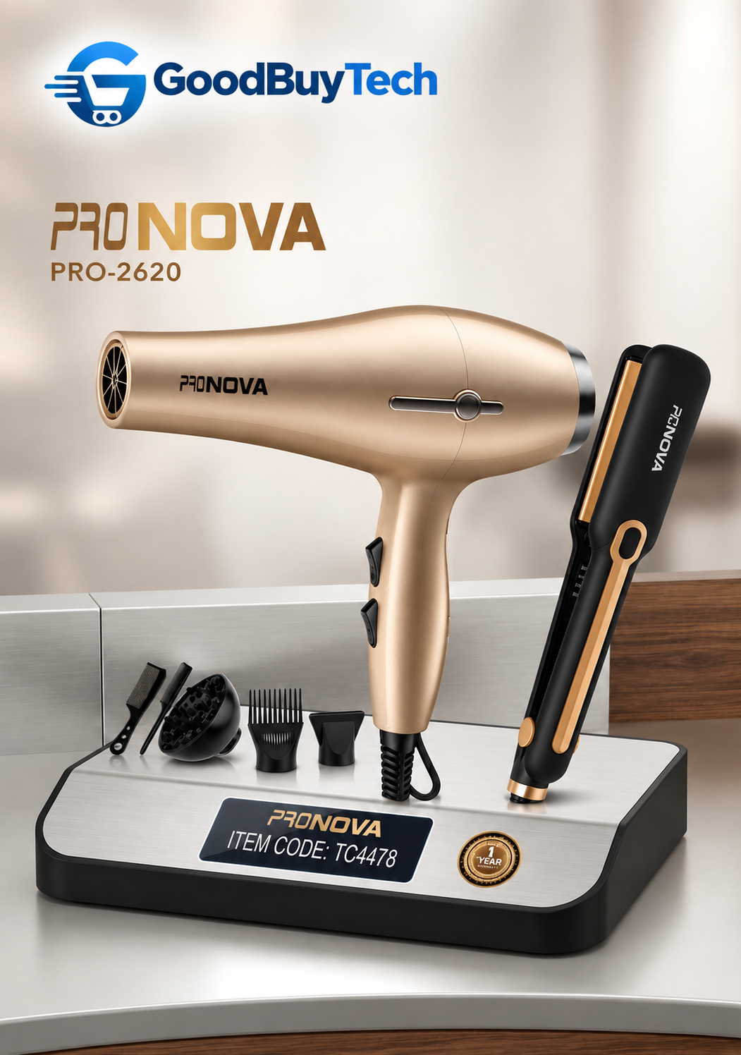 PRONOVA PRO-2620 Professional Hair Dryer & Hair Straightener Set |