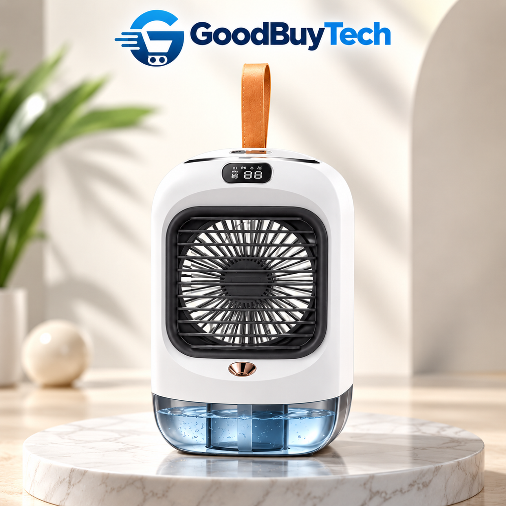 Portable Rotating Humidifier Cooling Fan – Rechargeable Mini Air Cooler with Water Tank